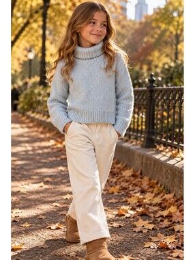 Rag & Bone Girls Size M Blue 100% Cashmere Turtleneck Sweater Cropped